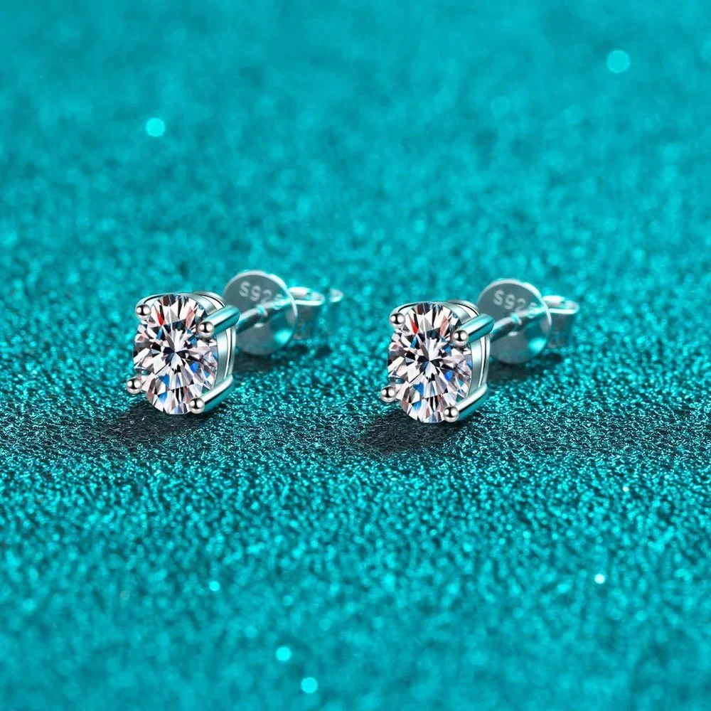 Certified 4ct. t.w. Moissanite Diamond Oval Cut Stud Earrings NEW
